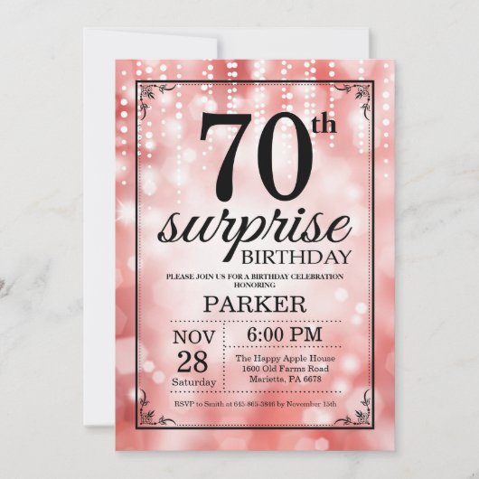 Surprise 70e anniversaire Invitation Parties scint (Devant)