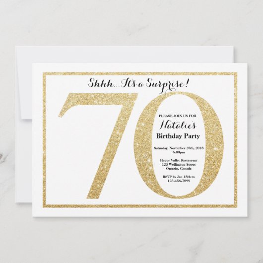 Surprise 70e anniversaire Invitation Parties scint (Devant)
