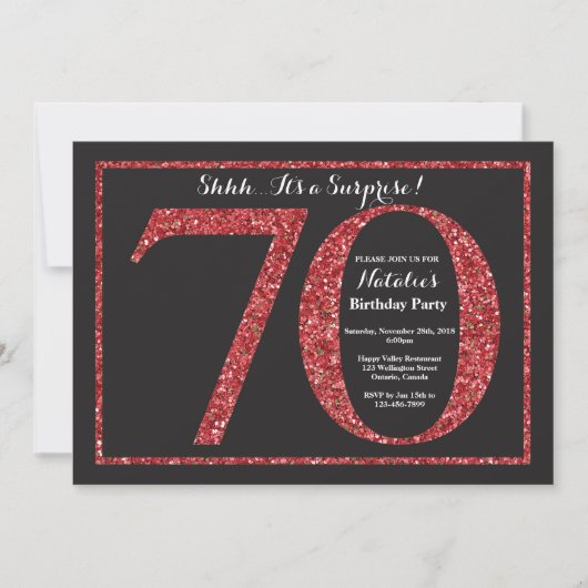 Surprise 70e anniversaire Invitation Parties scint (Devant)