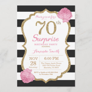 Surprise 70e anniversaire Invitation Pink Black Go