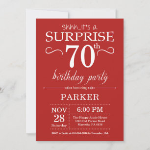 Surprise 70e anniversaire Invitation Rouge