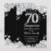 Surprise 70e anniversaire Invitation Silver Diamon (Devant / Derrière)