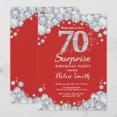 Surprise 70e anniversaire Invitation Silver Diamon (Devant / Derrière)