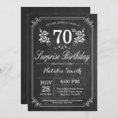 Surprise 70e anniversaire Invitation Tableau de bo (Devant / Derrière)