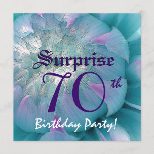 SURPRISE 70th Birthday Blue en Paarse Dahlia W077 Kaart