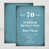 Surprise 70th Birthday Invitation - Blue White Kaart (Voorkant / Achterkant)