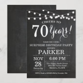Surprise 70th Birthday Invitation Chalkboard Kaart (Voorkant / Achterkant)