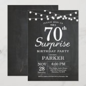 Surprise 70th Birthday Invitation Chalkboard Kaart (Voorkant / Achterkant)