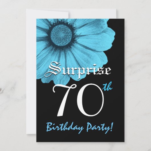 SURPRISE 70th Birthday Party Blue Daisy N220 Kaart (Voorkant)