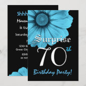 SURPRISE 70th Birthday Party Blue Daisy N220 Kaart (Voorkant / Achterkant)