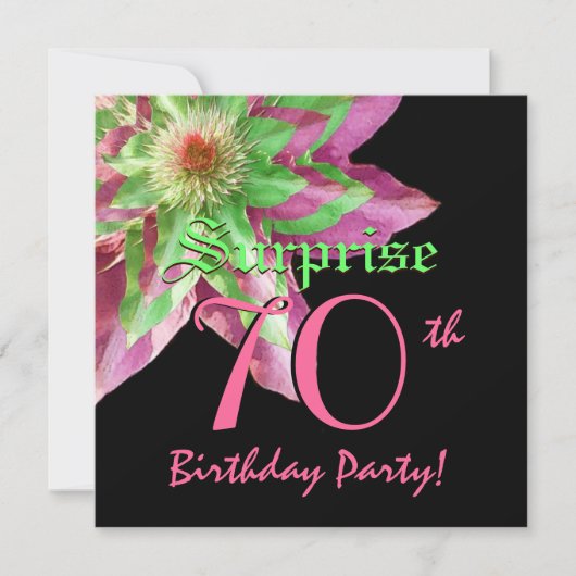 SURPRISE 70th Birthday Pink Green Flower W1444 Kaart (Voorkant)