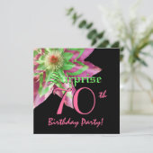 SURPRISE 70th Birthday Pink Green Flower W1444 Kaart (Staand voorkant)