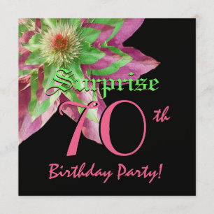 SURPRISE 70th Birthday Pink Green Flower W1444 Kaart