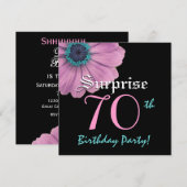 SURPRISE 70th Birthday Sjabloon Pink Daisy Kaart (Voorkant / Achterkant)