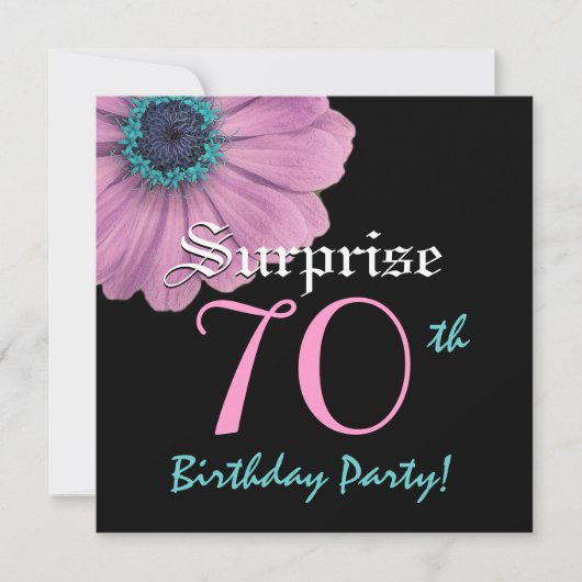 SURPRISE 70th Birthday Sjabloon Pink Daisy Kaart (Voorkant)