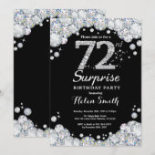 Surprise 72e anniversaire Invitation Silver Diamon (Devant / Derrière)