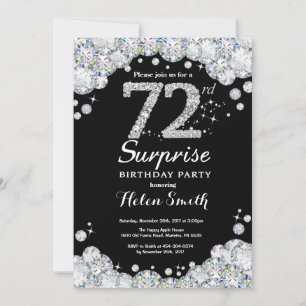 Surprise 72e anniversaire Invitation Silver Diamon