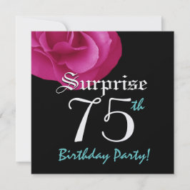 SURPRISE 75th Birthday Party Bright Pink Rose Kaart