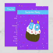 Surprise 80e anniversaire fêté Invitation Cupcake (Devant / Derrière)