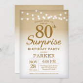 Surprise 80e anniversaire Invitation Gold (Devant / Derrière)