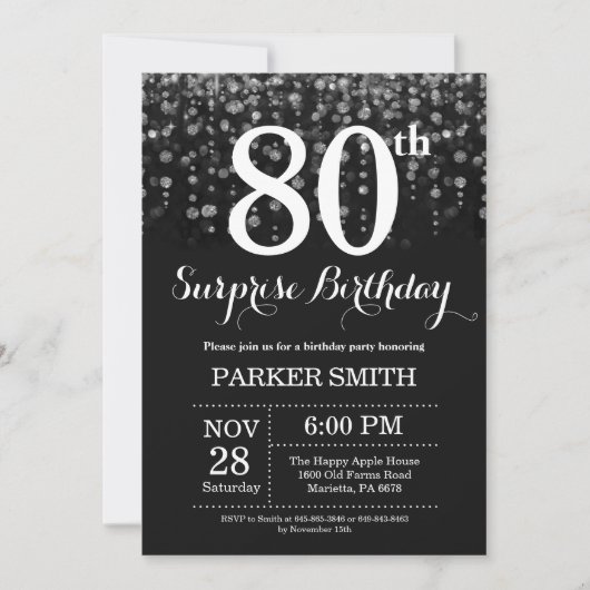 Surprise 80e anniversaire Invitation Parties scint (Devant)