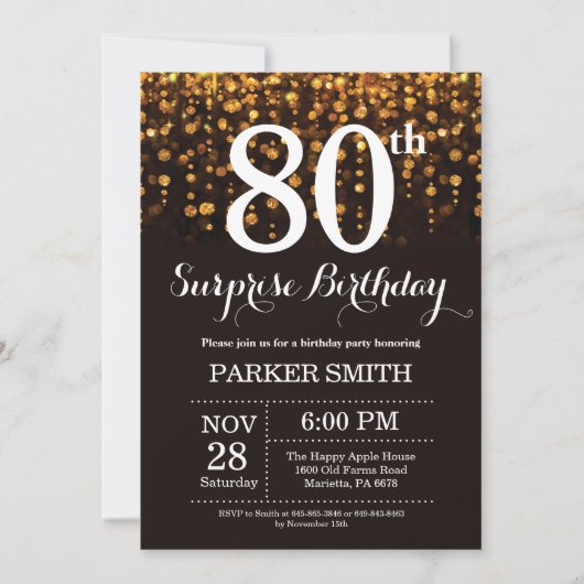 Surprise 80e anniversaire Invitation Parties scint (Devant)