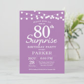 Surprise 80e anniversaire Invitation Purple Lavend (Debout devant)