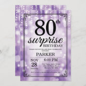 Surprise 80e anniversaire Invitation Purple Partie (Devant / Derrière)