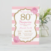 Surprise 80e anniversaire Invitation rose et or (Debout devant)