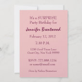 SURPRISE 80e anniversaire Invitation Roses violets (Dos)