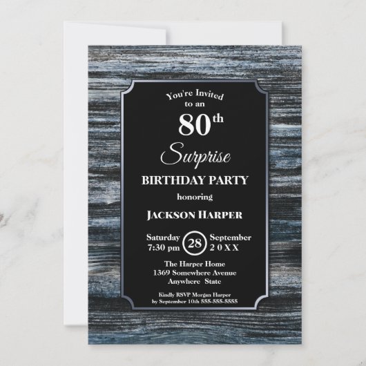 Surprise 80e anniversaire Wood Party Invitation (Devant)