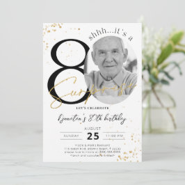 Surprise 80th Birthday Gold Photo Invitation Kaart