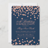Surprise 80th Birthday Roos Gold Glitter Navy Blue Kaart (Voorkant)