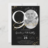 Surprise 90e anniversaire Black Gold Invitation ph (Devant)