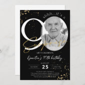 Surprise 90e anniversaire Black Gold Invitation ph (Devant / Derrière)