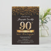 Surprise 90e anniversaire Invitation Black and Gol (Debout devant)