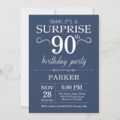 Surprise 90e anniversaire Invitation Bleu (Devant)