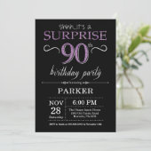 Surprise 90e anniversaire Invitation noir et viole (Debout devant)