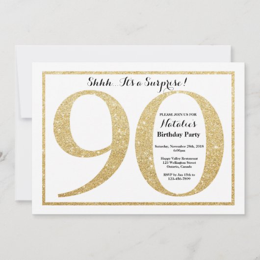 Surprise 90e anniversaire Invitation Parties scint (Devant)
