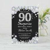 Surprise 90e anniversaire Invitation Silver Diamon (Debout devant)