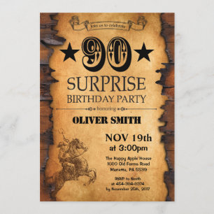 Surprise 90e Invitation Occidentale Anniversaire