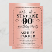 Surprise 90th Birthday Party - Roos Gold Kaart (Voorkant / Achterkant)