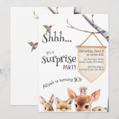 Surprise Anniversaire Fête Cute Animaux Invitation (Devant / Derrière)