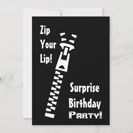 SURPRISE Anniversaire Invitation Zip Your Lip (Devant)