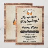 Surprise Anniversaire Soirée à la bière Invitation (Devant / Derrière)