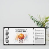 Surprise Basketbal Game Ticket Cadeaubon Kaart (Staand voorkant)