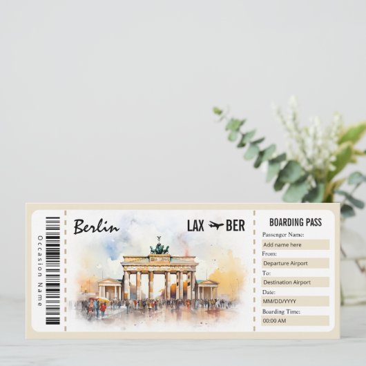 Surprise Berlin Boarding Pass Cadeaubon INV Kaart (Staand voorkant)