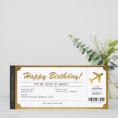 Surprise Birthday boarding Pass Plane Gold Ticket (Staand voorkant)