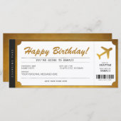 Surprise Birthday boarding Pass Plane Gold Ticket (Voorkant / Achterkant)