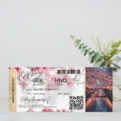 Surprise Birthday Boarding Pass Tokio Sakura  Kaart (Staand voorkant)